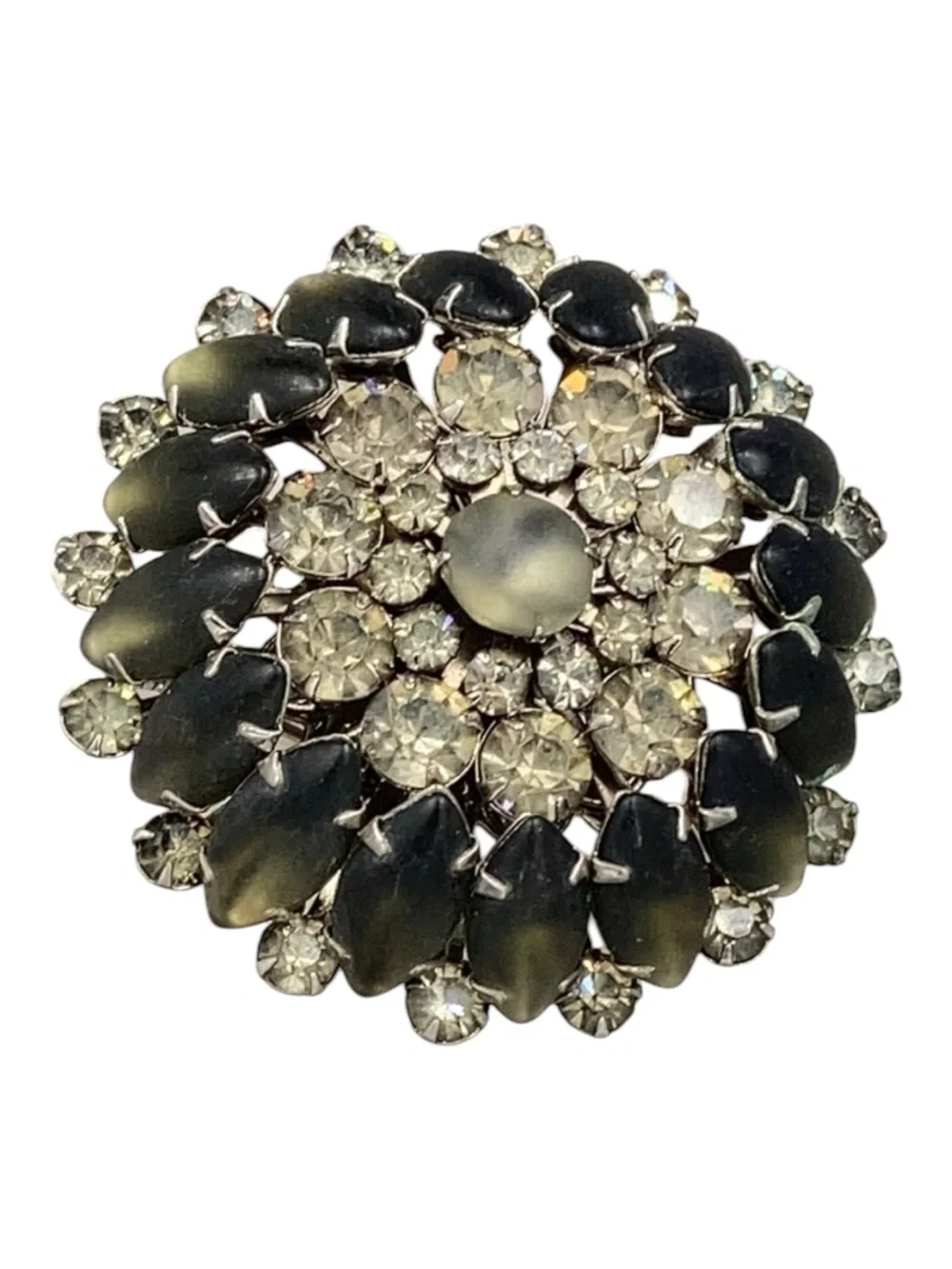 Vintage Judy Lee Black Diamond Rhinestone Brooch